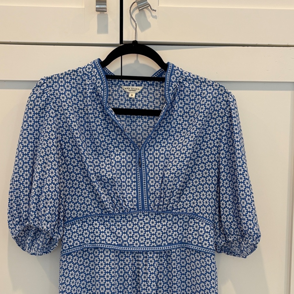 Max Studio Size Medium Blue Patterned Women's Dre… - image 4